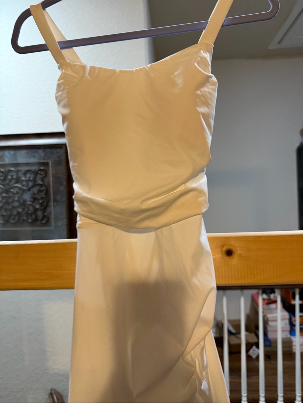 HALARA Ivory white Ruched Lace-Up Open Back Maxi Dress- Medium - Picture 6 of 9